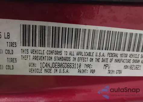 2016 Jeep Compass Latitude из США, поврежденный, VIN 1C4NJDEB0GD663110